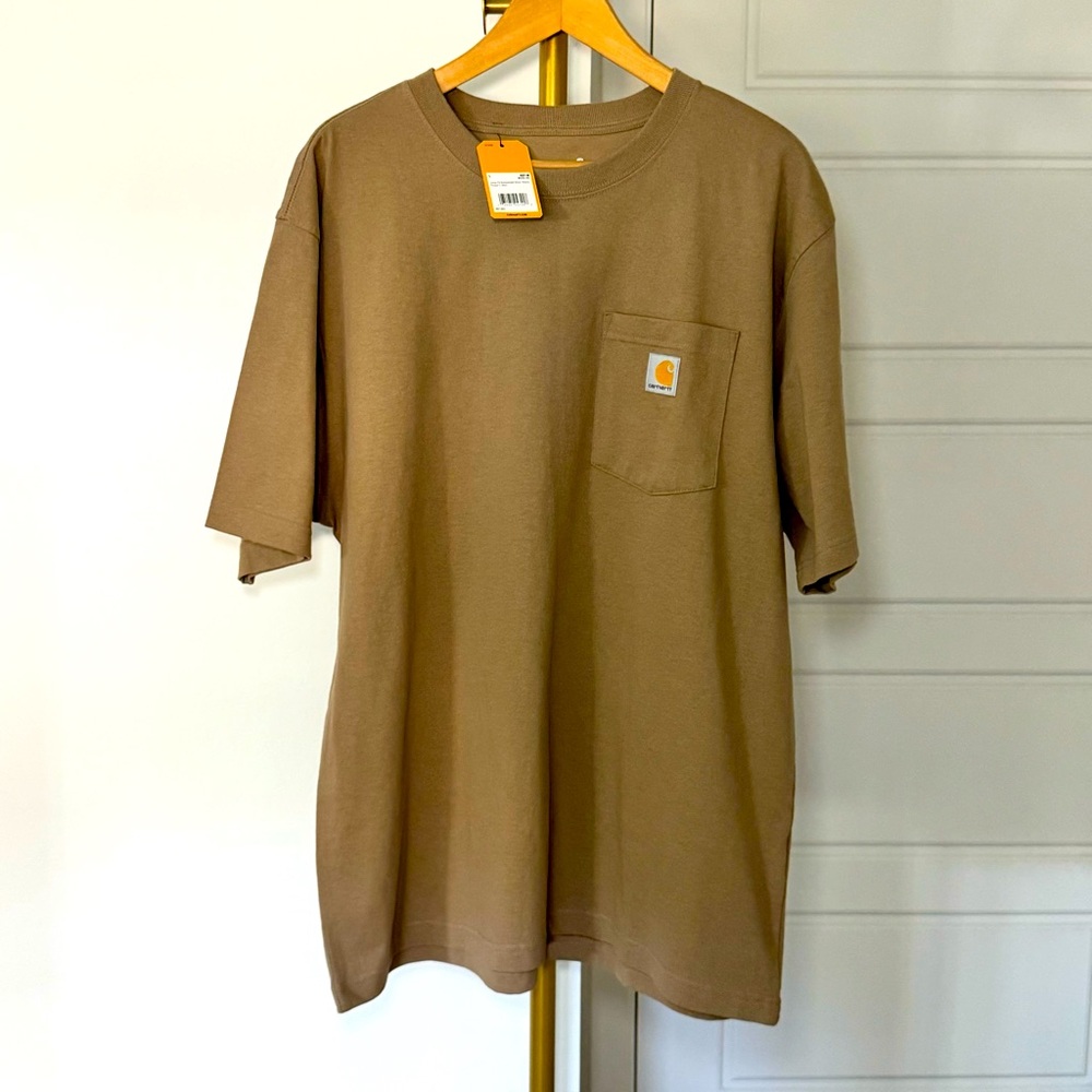 NWT Brown Loose Fit Heavyweight Short Sleeve Pocket Shirt L Workwear Outdoor